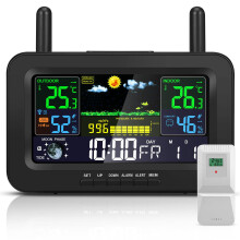 zerotop Weather Stations Wireless Indoor Outdoor with Calendar/Temperature/Humidity/Barometric/Forecast/Moon Phase/Alarm Clock, LCD Digital Weather S