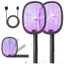 YISSVIC Electric Fly Swatter Foldable Fly Zapper Killer 4000V Mosquito Bug Zapper Racket 1800mAh Rechargeable with USB-C Cable for Indoor Home Outdoo