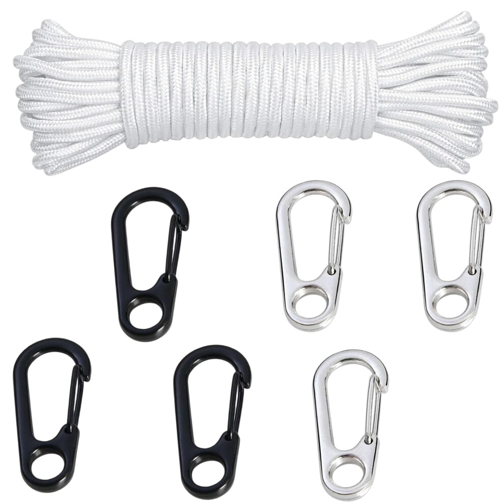 Flag Pole Rope, 16M Flagpole Rope With 6 Flag Clips, Durable Flag Pole Accessories For Home, School, Government, And Commercial Events, Black And Whi 18173741