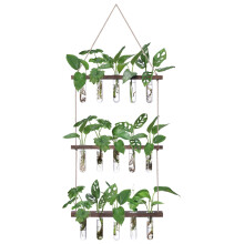 XXXFLOWER Wall Hanging Propagation Station with 3 Tiered Wooden Stand 15 Test Tubes Flower Vase Glass Planter Stations for Home Office Decor Hydropon