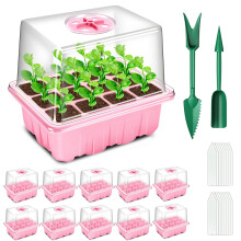 YAUNGEL Seed Trays, 10 Pack 120 Cells Propagator with Heightened Lids, Growing Thicken Seedling Starter Growing Trays with Adjustable Window for Gree