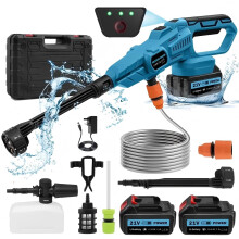 21V Cordless Pressure Washer, 120 Bar Cordless Power Washer, High Pressure Handheld Washer Kit with Nozzle, 16.5ft Hose, 2 Batteries, for Car Floor G