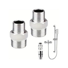 YEDJFFIYO 2 PCS Shower Hose Connectors, Male to Female Threaded Connector Accessories Fitting, Reducing Nipple Shower Connector, Water Pipe Plumbing