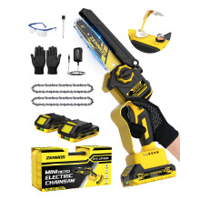 Zenmos Mini Chainsaw Cordless 6 in, Cordless Chainsaw with 2x2000mAh Batteries, Small Chain Saw with Automatic Lubrication Safety Protection, Cutter