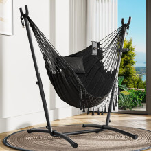 YITAHOME Hammock with Stand, Max. load 150 kg, Hammock Stand with Hanging Swing, 158x110x140 cm, Sturdy Steel Frame, Swing Chair with Adjustable Phon