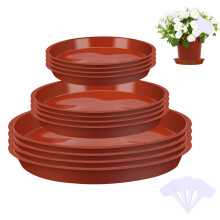 Xialvyu 12Pcs Plant Pot Saucers with White Label, Plastic Plant Saucer Plant Tray Flower Pot Drip Tray for Indoor Outdoor Garden Plants (14 cm/16cm/2