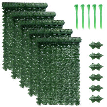 Artificial Ivy Fence Screen, 5PCS Garden Fence Screening Trellis with Artificial Leaves, 3m x 1m Expandable Faux Privacy Artificial Hedge Roll with 2