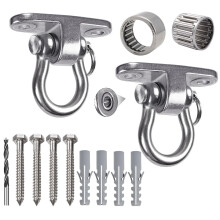 WWFFEN Set of 2 Stainless Steel Swing Hanger, 680 kg Capacity 180 Swing Ceiling Hook Hammock Hook with Bearing Playground Hammocks Hanging Chair