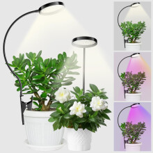 YUYMIKA Grow Lights for Indoor Plants, Clip On Full Spectrum LED Grow Light with 3,6,12 H Timer, 10 Dimmable Levels, 3 Colors Grow Lamp with 360Goos
