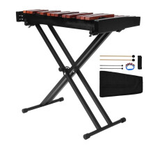 Xilófono Glockenspiel 32 Notas-Duoku-Instrumento de Percusión de Madera con Soporte Ajustable-4 Maces y Bolsa de Transporte