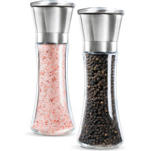Moedor de sal e pimenta em aço inoxidável livre de BPA, elegante para decoração de cozinha, moedor de cerâmica ajustável para controle preciso,