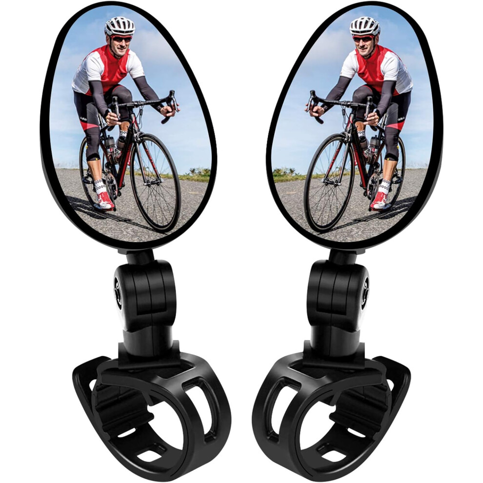 Bike Mirrors for Universal Handlebars, Adjustable Viewing Angle with HD Glass Convex Lens, 360 Degree Rotatable Rearview Mirror for Enhanced Safety