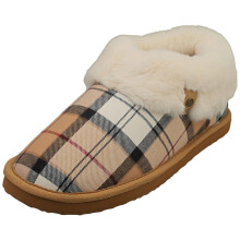(5) Barbour Eloise Tartan Bootie Womens Slippers in Hessian