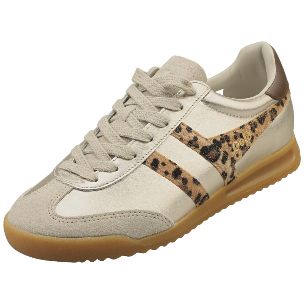Gola (8) Torpedo Glimmer Womens Fashion Trainers In Gold Leopard Brown