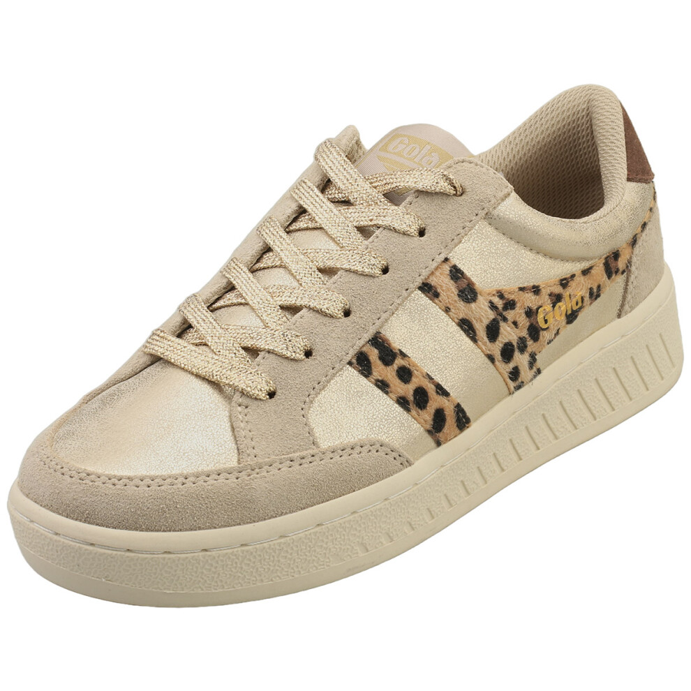New Gola Women's (6) Superslam Blaze Fashion Trainers In Gold Leopard Brown Brown,Gold Clb773yz