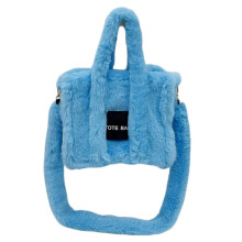 (Sky Blue) Women Top Handle Handbags Ladies Plush Messenger Bags Female Autumn Winter Shoulder Bag Large Capacity Crossbody Bag Yellow