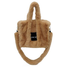 (Camel) Women Top Handle Handbags Ladies Plush Messenger Bags Female Autumn Winter Shoulder Bag Large Capacity Crossbody Bag Yellow