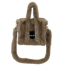 (Khaki) Women Top Handle Handbags Ladies Plush Messenger Bags Female Autumn Winter Shoulder Bag Large Capacity Crossbody Bag Yellow
