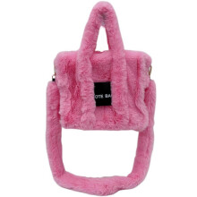 (Pink) Women Top Handle Handbags Ladies Plush Messenger Bags Female Autumn Winter Shoulder Bag Large Capacity Crossbody Bag Yellow