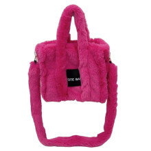 (Hot Pink) Women Top Handle Handbags Ladies Plush Messenger Bags Female Autumn Winter Shoulder Bag Large Capacity Crossbody Bag Yellow