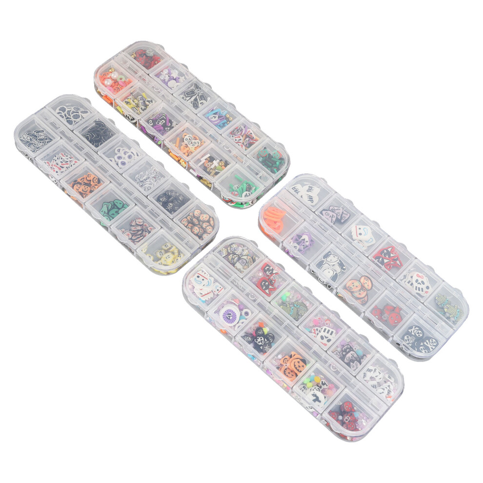 4Box Halloween Nail Art Sequins 3D Pumpkin Skull Ghost Decorations