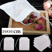 (white) 100pcs Empty Teabags String Heat Filter Paper Herb Loose Tea Bag