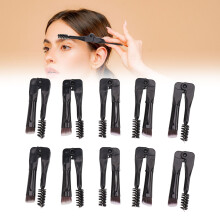 10PCS Foldable Eyebrow & Eyelash Brush Set Portable Double Ended Makeup Tool