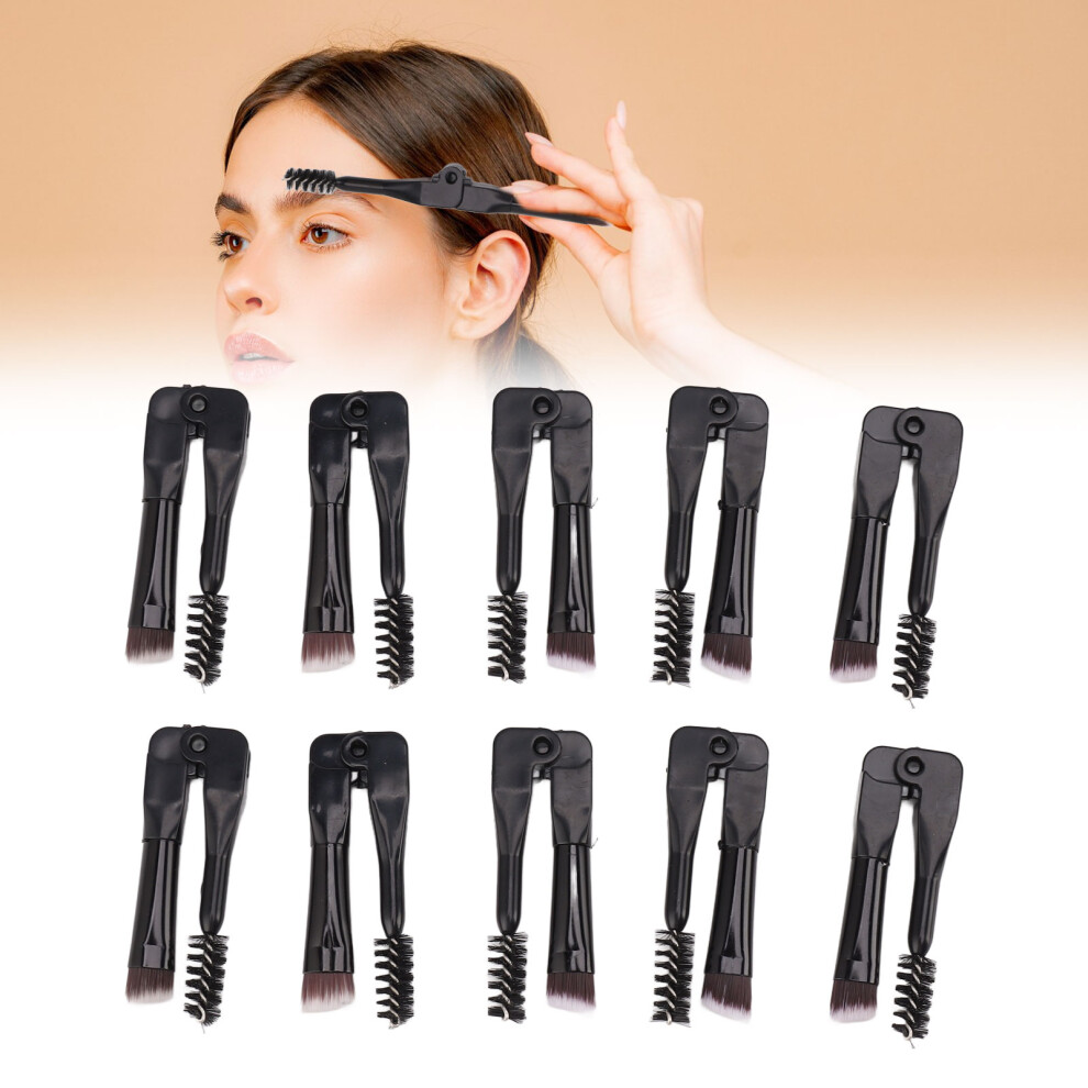 10PCS Foldable Eyebrow & Eyelash Brush Set Portable Double Ended Makeup Tool