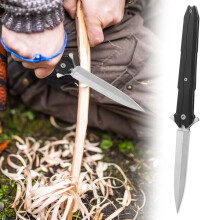(Black) Folding Knife Stainless Steel Outdoor Knife Portable Fruit Knife Camping Folding Knife Features