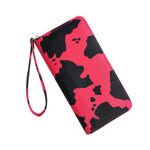 (Red) Trendy Cow Print PU Leather Clutch Wallet Carry Your Cards and Cash with Ease and Style  Yellow