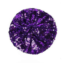(Purple)Colorful Sequined Beret Caps for Women Shimmering Skull Hat for Mardi Gras and Casual Wear Night Club Dancing Headpiece  Tibet