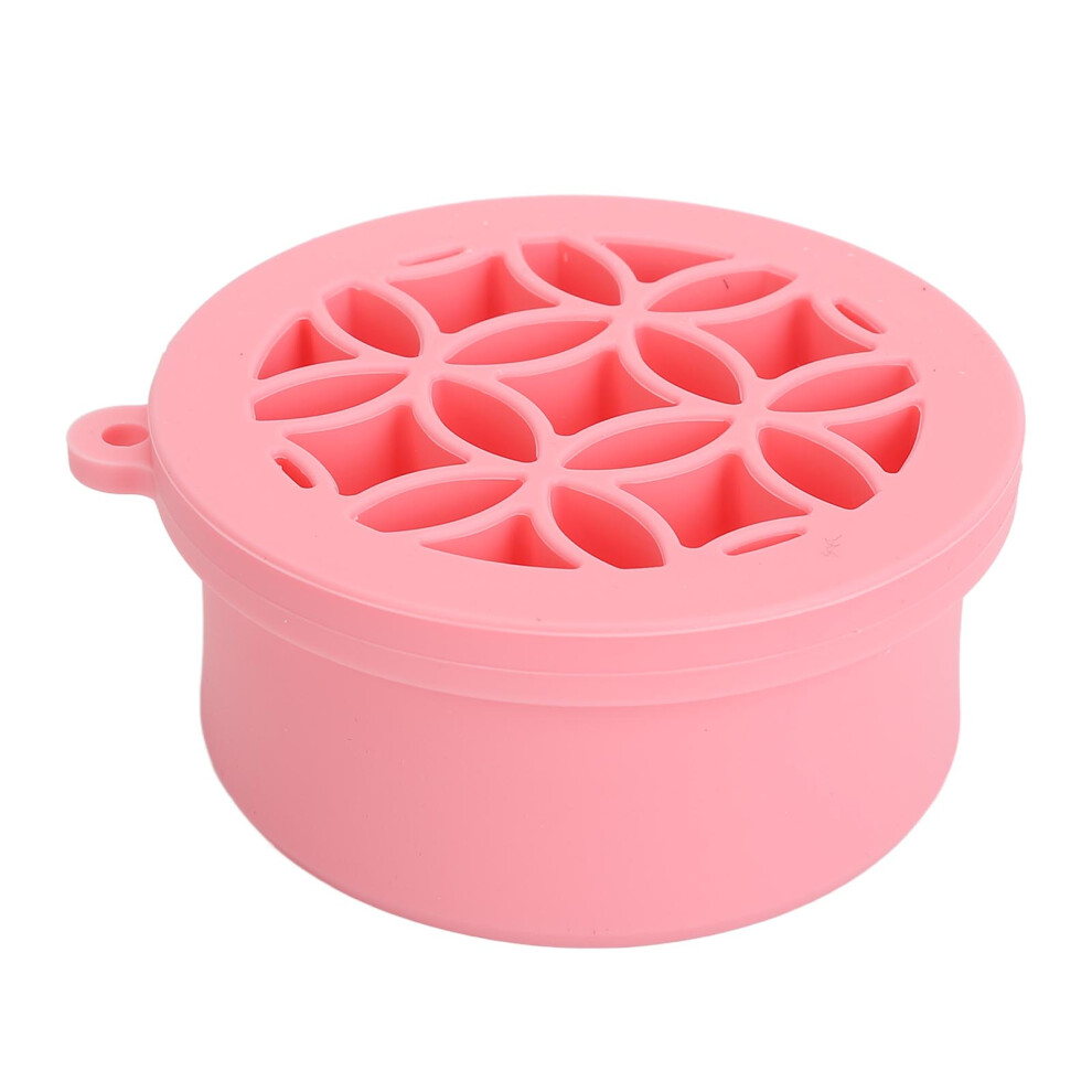 Pink Silicone Makeup Brush Cleaner Cup, Portable Drying & Washing Tool
