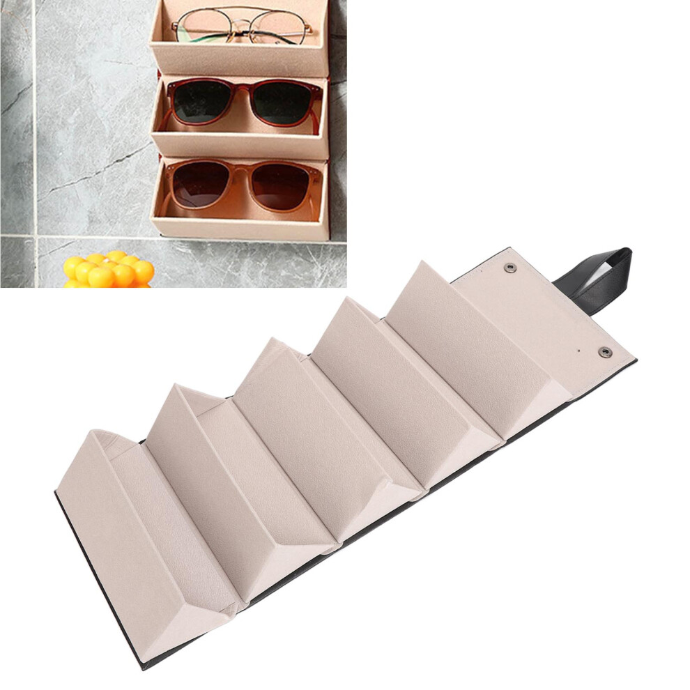 Black 5-Layer Pu Eyeglasses Storage Box With Multi-Compartment Folding