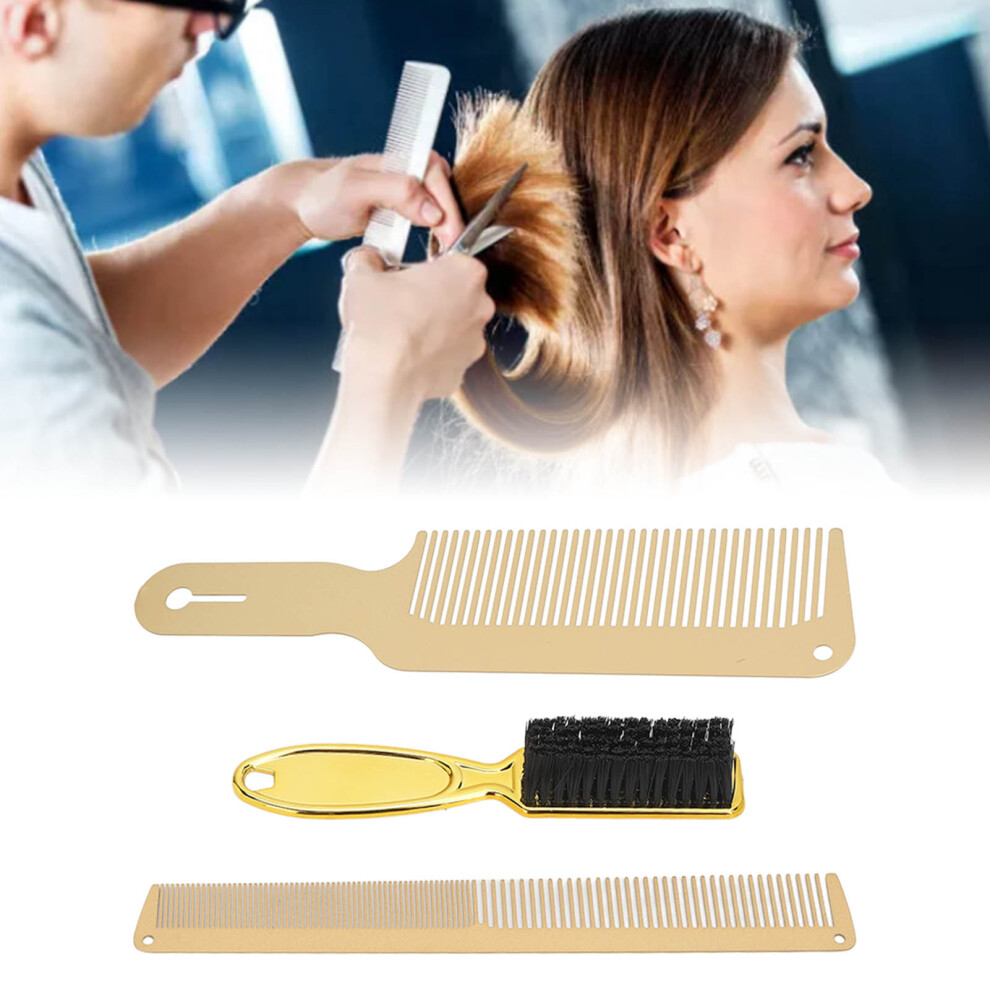 Ultra Thin Static-Free Barber Comb Set with Beard Brush, Portable, Stainless Steel & Nylon