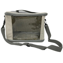 (Beige) Fabric Carrier Bag for Bunny Small Animal Breathable Outgoing Bag Travel Cage Waterproof & Foldable Cage for Chinchilla  Gray
