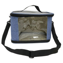 (Blue) Fabric Carrier Bag for Bunny Small Animal Breathable Outgoing Bag Travel Cage Waterproof & Foldable Cage for Chinchilla  Gray
