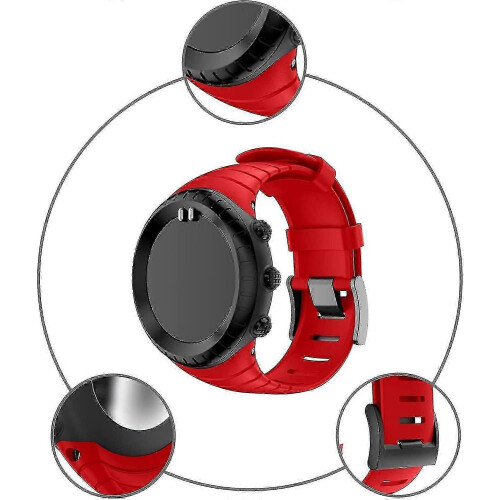 (red) Suunto Core Strap, Rubber Replacement Watch Band For Suunto Core Ss014993000. 2