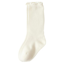 (S, White) Kids In Tube Socks Stringy Selvedge Girls Socks Solid Stackable Socks Fashionable for Spring Autumn Warmth  White XS