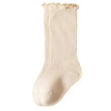 (S, Beige) Kids In Tube Socks Stringy Selvedge Girls Socks Solid Stackable Socks Fashionable for Spring Autumn Warmth  White XS