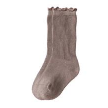 (S, Coffee color) Kids In Tube Socks Stringy Selvedge Girls Socks Solid Stackable Socks Fashionable for Spring Autumn Warmth  White XS