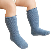 (M, Blue) Kids In Tube Socks Stringy Selvedge Girls Socks Solid Stackable Socks Fashionable for Spring Autumn Warmth  White XS