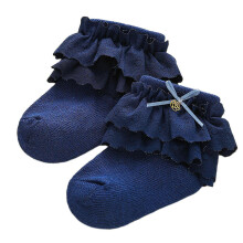 (M, DD) Trendy Lace Trimmed Socks Solid Color Baby Ankle Socks Infant Calf Length Socks with Lace Trim Decor for 1-8T Girls  White S