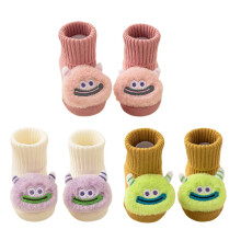 (S) 3Pair Infant Cartoon Floor Socks Nonslip Grip Cotton Terry Knee Socks Prewalker Floor Socks 0-3 Infant Foot Warmers  S