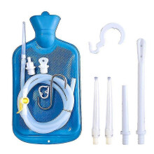 (BLUE) 2 L Enema Bag Home Enema Kit with 3 Enema Tips,60 inch Long Silicone Hose, Controlable Water Flow