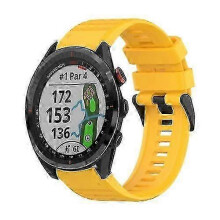 (Yellow) For Garmin Approach S62 22mm Horizontal Texture Silicone Watch Band With Removal Tool KVGK