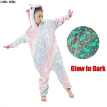 (12t height 135-144cm, La73) Teens Girls Unicorn Pajamas 4 6 8 10 12 Years Kids Kigurumi Pajamas Glow In The Dark Unicorn Onesie Kigurumi Kids
