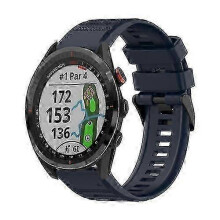 (Navy Blue) For Garmin Approach S62 22mm Horizontal Texture Silicone Watch Band With Removal Tool KVGK