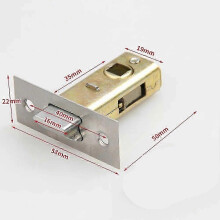 (35mm, CHINA) 30mm35mm40mm45mm Flat Tongue Lock Mortice Tubular Latch Stainess Steel Internal Door Bolt Facility Sprung Catch For Toilet