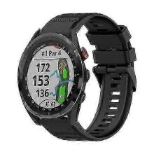 (Black) For Garmin Approach S62 22mm Horizontal Texture Silicone Watch Band With Removal Tool KVGK