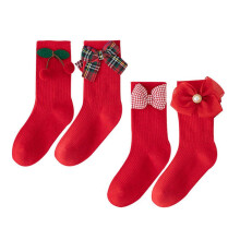 (XL) 4 Pairs Kids  Middle Calf Socks with Bowknot Stylish & Soft Toddler Warm Socks Suitable For Parties & Daily Wear  XL